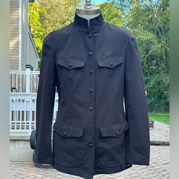 DANA B AND KAREN COLLABORATED MILITARY CHOCOLATE BROWN JACKET BLAZER 4 SMALL MED - Picture 1 of 4